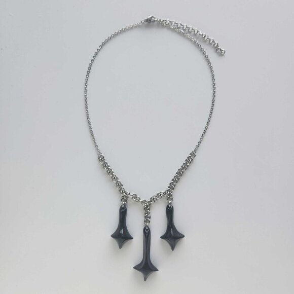 Gothic black cross silver choker necklace with a small silver chain - Picture 4 of 8